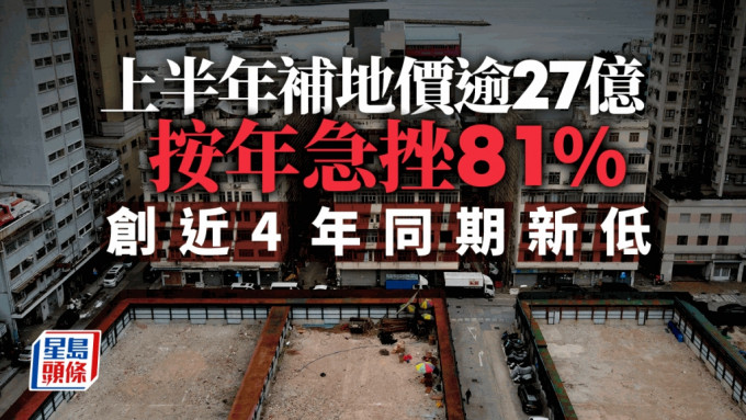 上半年補地價逾27億 按年急挫八成 創近4年同期新低