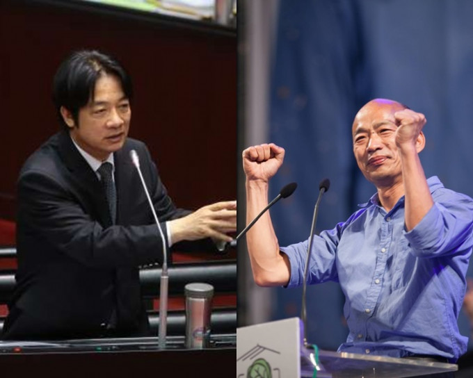 賴清德（左）表示尊重韓國瑜支持「九二共識」的經濟方針。網圖