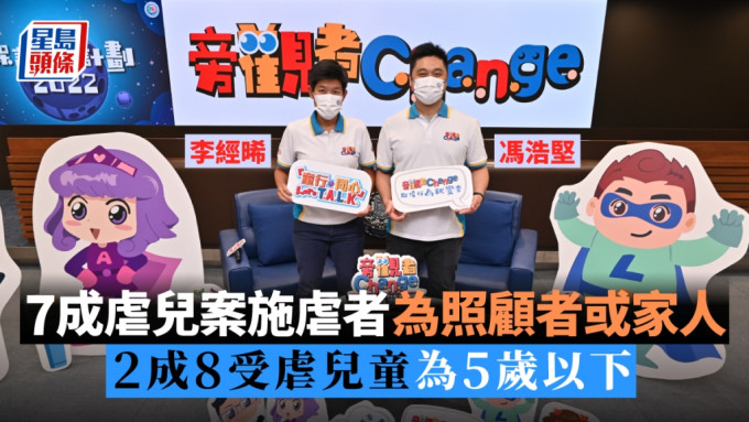 警方公布「童行‧同心」保护儿童计划2022详情，左为李经晞，右为冯浩坚。（黄颂伟摄）