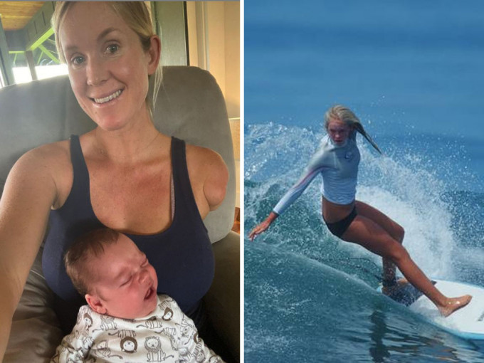 獨臂媽媽Bethany單手照顧3兒仍堅持滑浪夢想。