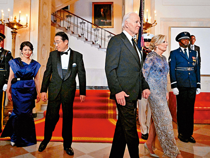 拜登伉儷和岸田夫婦前赴白宮國宴。