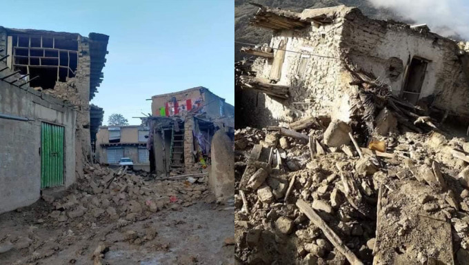 阿富汗发生6.1级地震，不少房屋被摧毁。网图
