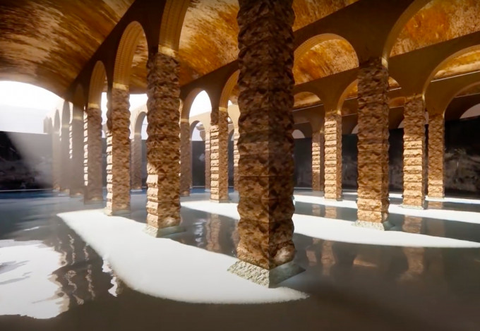 3D动画呈现配水库内部。 OOA 东西建筑影片截图。