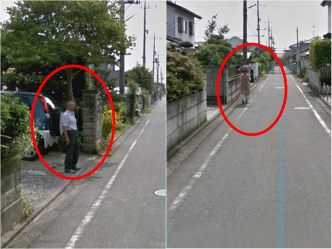 日本网民于Google街景发现亡父的身影，发现他正等候母亲回家。网图