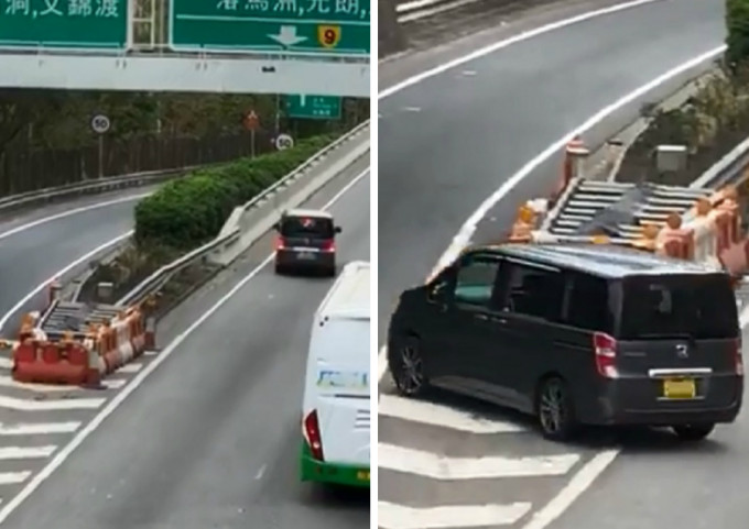 七人車在公路倒車駛回路口。熊勵衡影片截圖