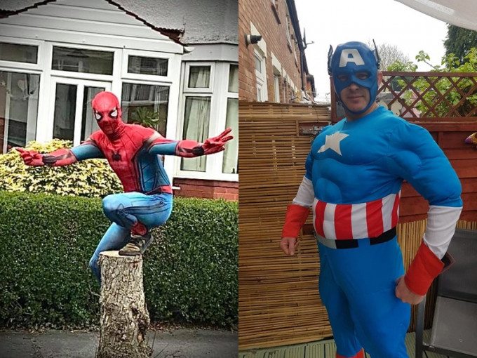 英国有武术老师与友人扮演英雄人物，为居民及孩童解闷。Stockport Spider-men Facebook