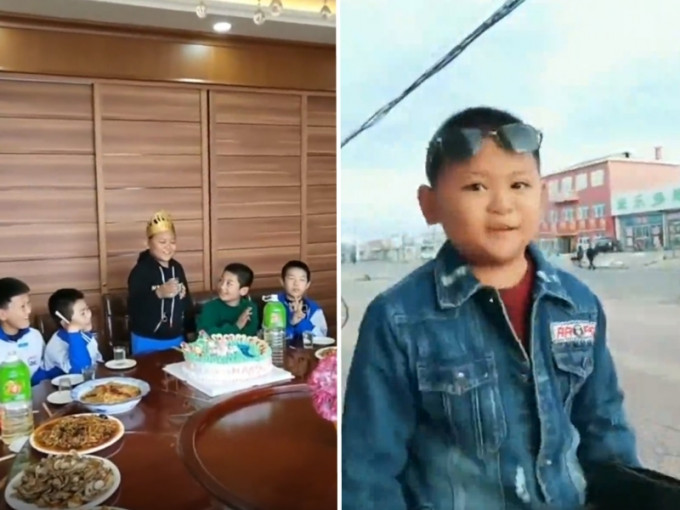 黑龙江一名12岁男童在生日会上致词金句连连，受到网民热讨。　影片截图