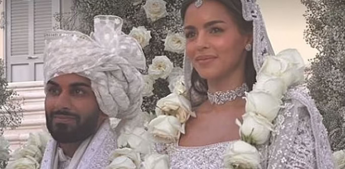 卡馬尼與阿黛爾舉行盛大印度式婚禮。網上圖片