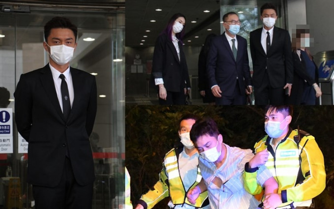 今年8月疑酒後駕駛的楊明，在女友莊思明及律師陪同下步出法院。