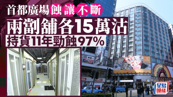 首都廣場蝕讓不斷 兩劏舖各15萬沽勁蝕97% 原業主11年前斥近九球買入