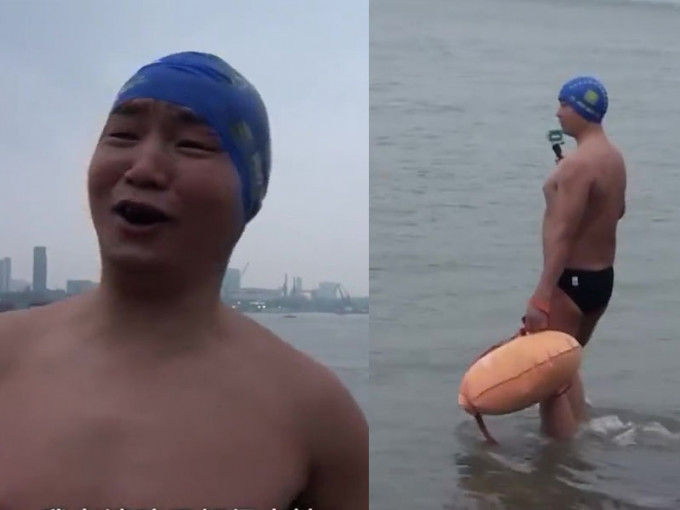 53岁大叔每天游泳横渡长江上下班，11年来从不迟到。(网图)