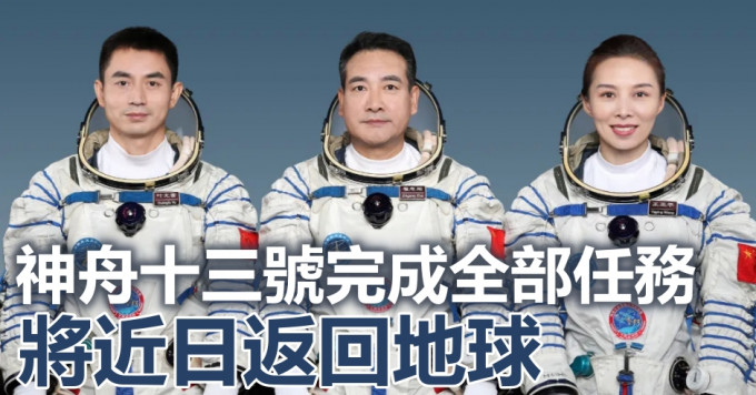 三名太空人即將返回地球。網圖