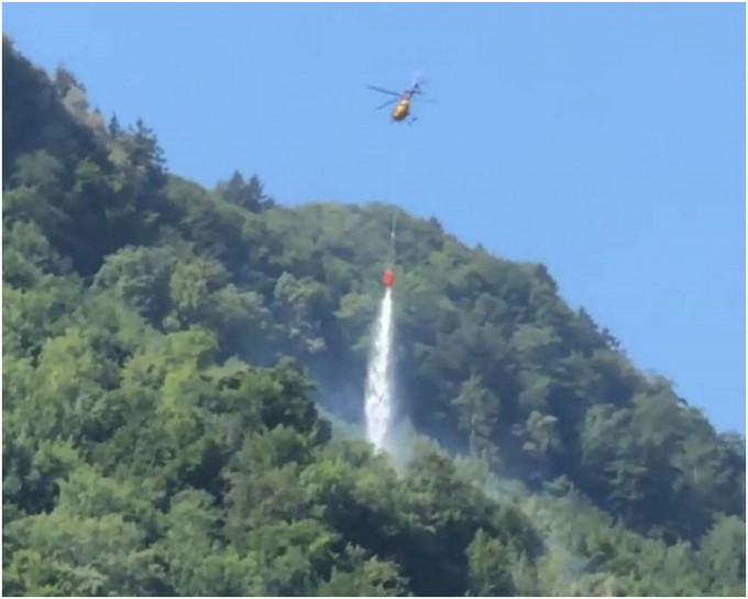 墜機更引發森林大火救援人員出動直升機滅火。網圖