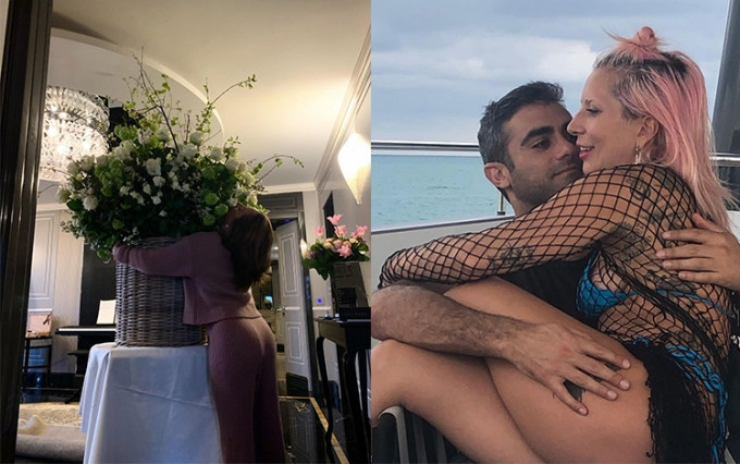 昨日是Lady Gaga的35歲生日，她獲男友Michael Polansky特意空運巨型花束賀壽。