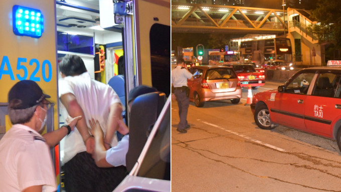 觀塘4毒販交易爆衝突 鬧市追車遭警截停落網。徐裕民攝
