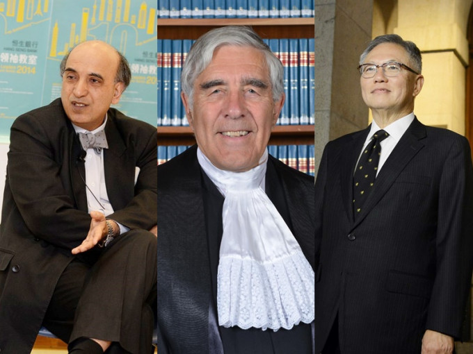 (左起)包致金、范理申及邓桢获续任终院非常任法官。资料图片