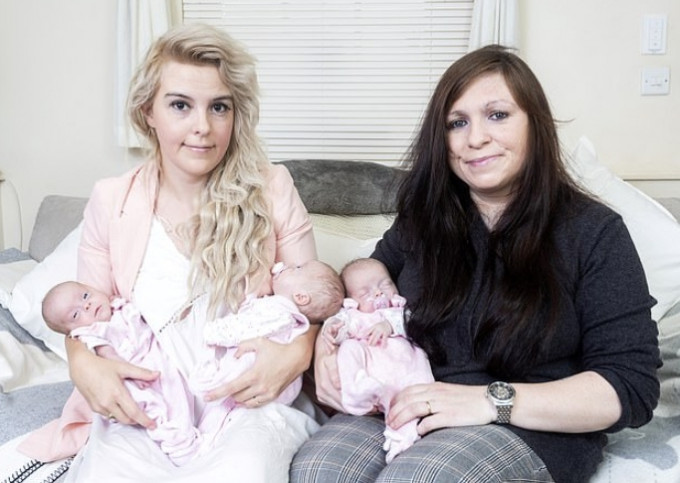 英国妈妈终于成功诞下三胞胎。网图