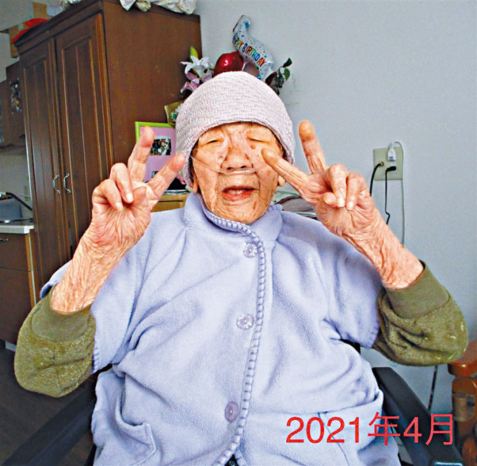 ■日本女人瑞田中加子昨日迎接一百一十九岁生日。