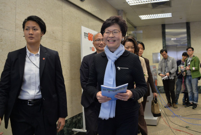 行政长官候选人林郑月娥下午与新民党闭门会面。
