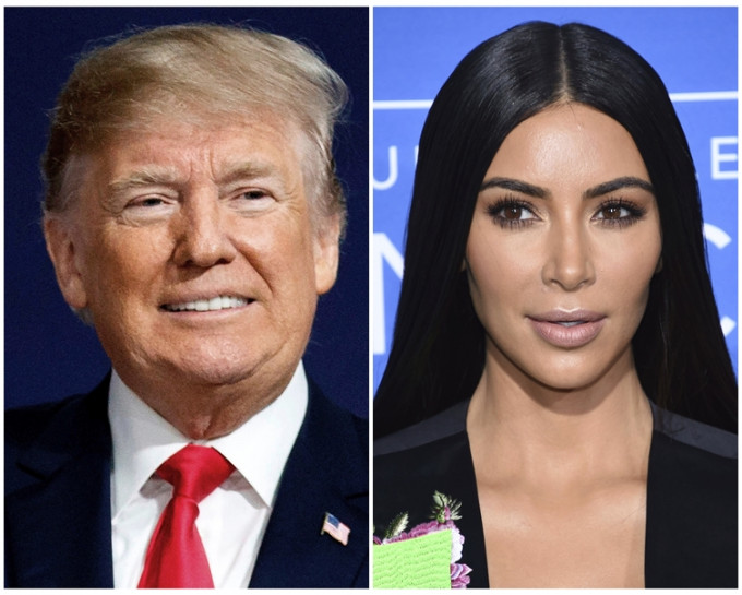 Kim Kardashian West(右)周三進入白宮與特朗普會面。AP
