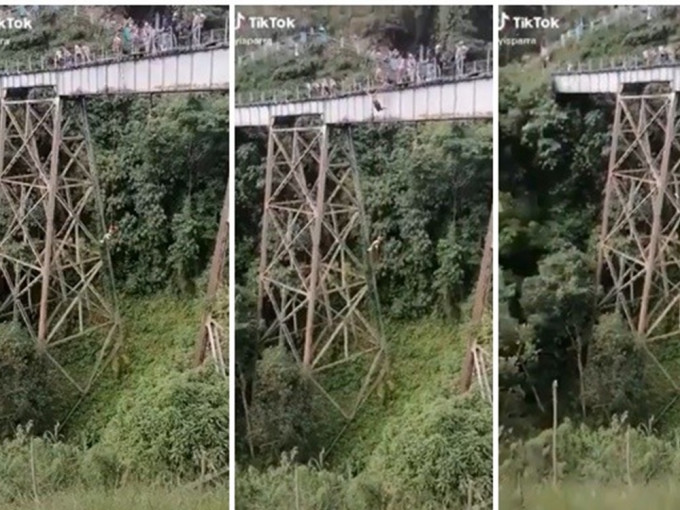 哥倫比亞女子玩笨豬跳時意外墮地身亡。網圖