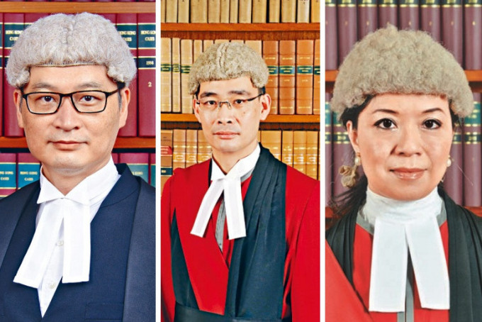 法官左起：潘兆初、彭偉昌及潘敏琦。資料圖片