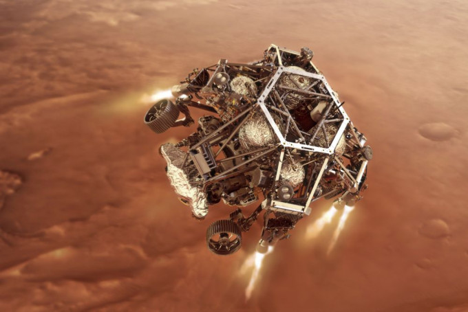 國火星探測器毅力號經歷「恐怖七分鐘」後成功著陸火星。AP圖片