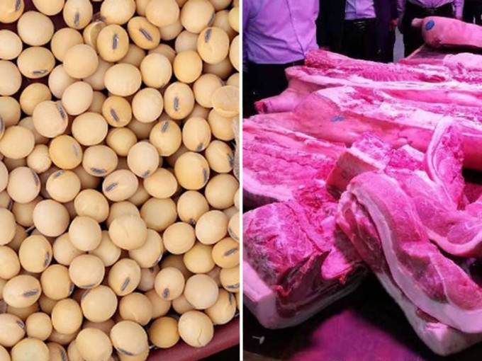 中企和美國農產品詢價採購，成交相當規模的大豆和豬肉。 網圖