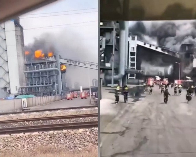 煤化工厂昨日近中午时份发生火警。网图