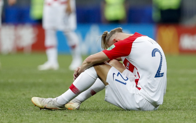 克羅地亞後衛維達在賽後忍不住眼淚。AP