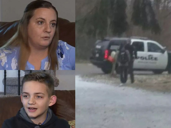 美国一名14岁的初中生因为熬夜玩游戏拒绝起床去上学，他妈妈乾脆报警叫来警察将他押往学校。(网图)
