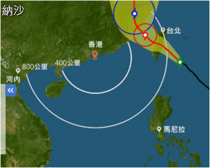 「納沙」預料向西北或西北偏西移動，移向台灣。