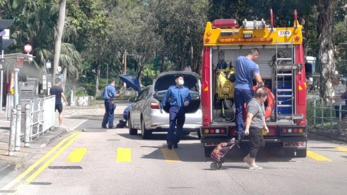 私家車撞倒女途人，消防在場營救。網上圖片