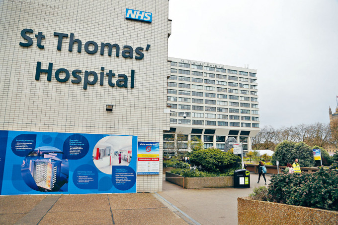 约翰逊在伦敦入住的圣托马斯医院。