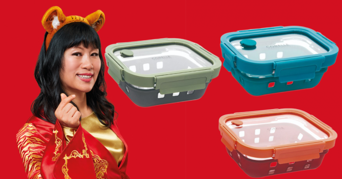 惠康新春迎福虎活动购买贺年礼盒加$20即可换购美国康宁长方形玻璃保鲜盒。