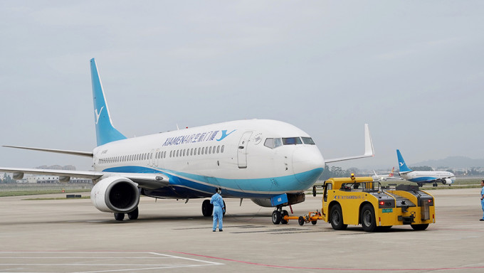 5月22日，厦门航空MF883号航班从福州长乐国际机场起飞前往台北松山机场。中新社
