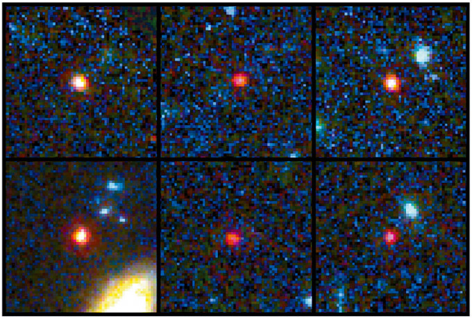 韋伯太空望遠鏡拍到宇宙大爆炸後約7億年前，出現的6個巨大星系。