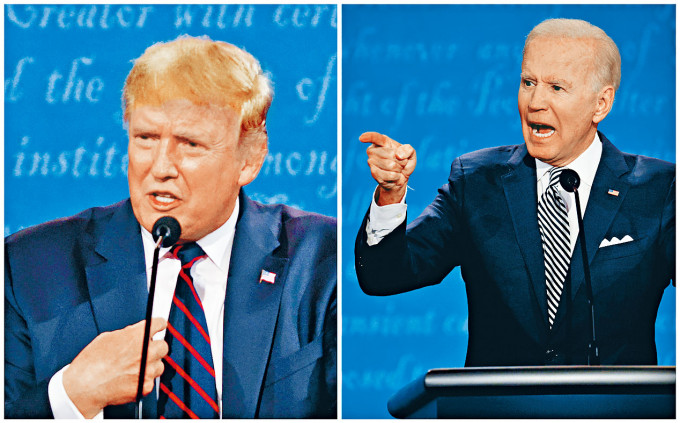 特朗普与拜登周二在首场总统辩论会上，舌剑唇枪。