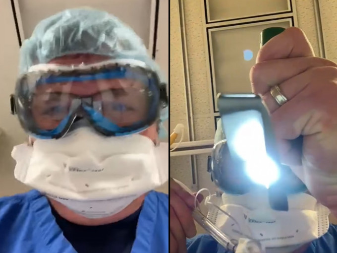 一名医生拍了一段模拟新冠肺炎病人于治疗时被插喉时见到的景象。Ken Remy FB