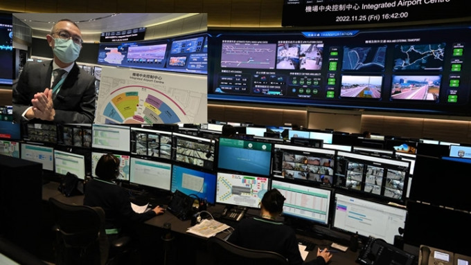 機管局新一代中央控制中心今年6月亦啟用，左上圖為姚兆聰。梁文輝攝