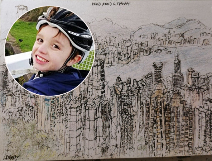 英國11歲自閉症男童擁超強記憶，能畫出複雜城市建築。（網圖）