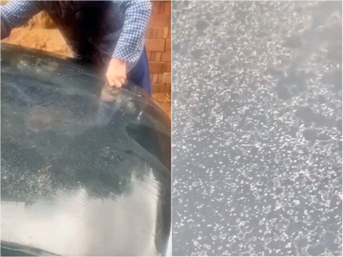 湖南父用鋼絲球替兒子洗車，結果導致車漆被刮花。網圖