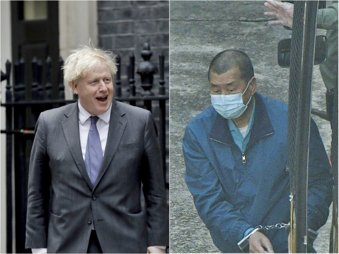 英國首相發言人稱密切關注黎智英被捕一事。AP資料圖片、資料圖片。