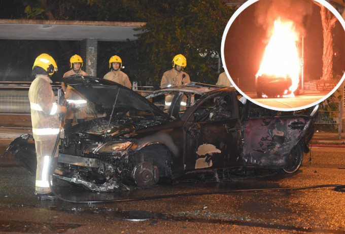 上水马会道日前有私家车撞壆撼栏后爆炸起火，两名乘客活生生烧死。
