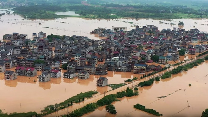 江西沙溪古镇上周发生洪灾。网上图片