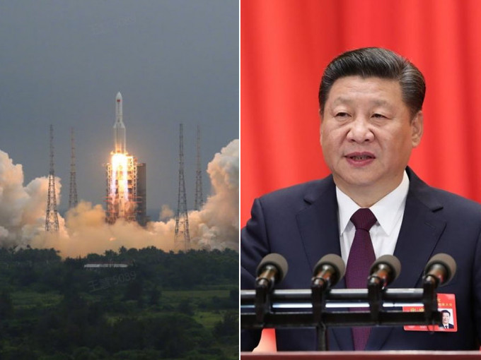 習近平致電祝賀中國太空站天和核心艙發射任務成功。（新華社圖片）