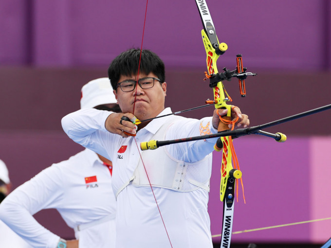 奥运射箭男子团体赛选手王大鹏。新华社图片