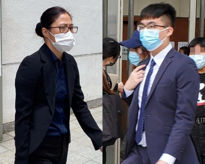 女警长证人李玉霞(左)；被告林浩铭(右)。
