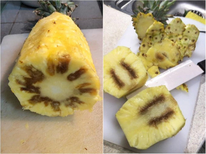 新加坡超市出现台湾「黑心」菠萝。网图