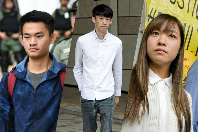 陈同佳 （左）、梁颂恒（中）及游蕙祯（右）三人因为个人行为而改变了香港的命运。（资料图片）